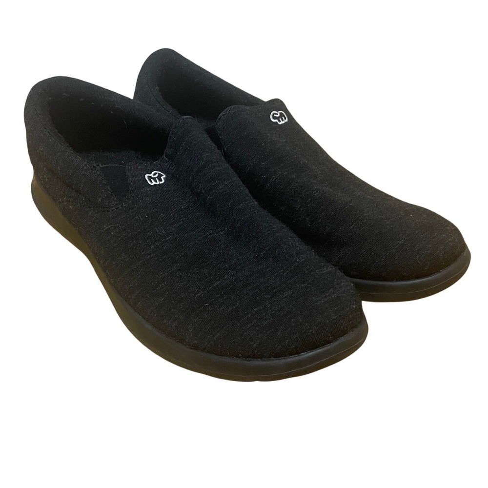 Merinos Women's 8 Black Merino Wool Slip On Sneakers Comfort Walking Shoes